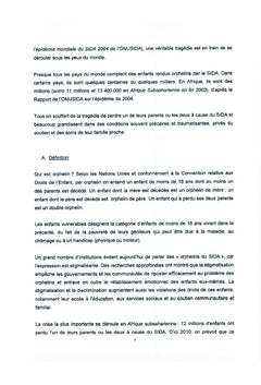 Problématique des OEV au Cameroun dans le contexte du VIH/SIDA