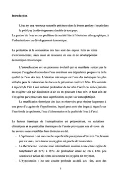 Lutte contre l'eutrophisation par la technique de l'aération