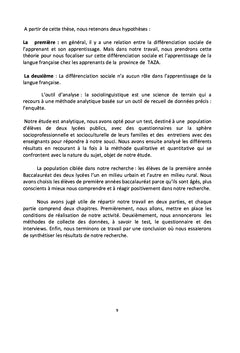 Impact de la différence sociale sur la maîtrise du FLE