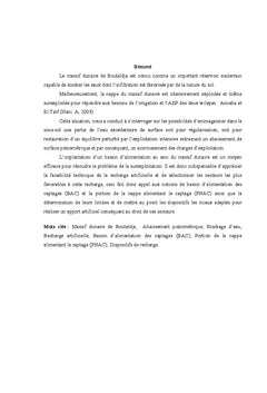 Faisabilité de l'implantation de bassin d'alimentation d'un aquifère