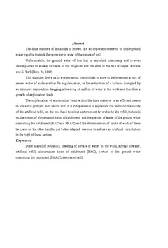Faisabilité de l'implantation de bassin d'alimentation d'un aquifère