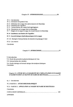 Faisabilité de l'implantation de bassin d'alimentation d'un aquifère