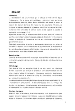 Analyse de la politique de décentralisation sanitaire en Côte d'Ivoire