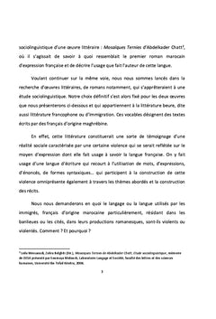 Violence et variation dans le roman « Beur » d'origine marocaine