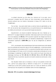 Contribution à la promotion de l'utilisation des BTC
