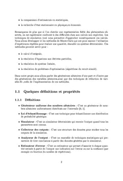 Modélisation et simulation des méthodes de Monte Carlo