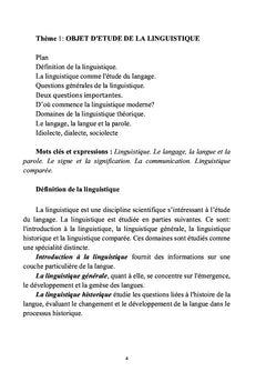INTRODUCTION A LA LINGUISTIQUE