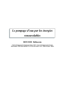 Le pompage de l'eau par les énergies renouvelables