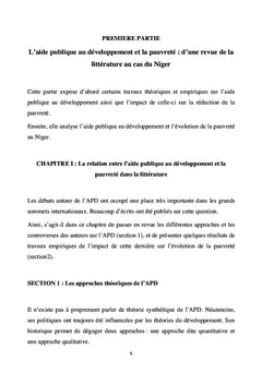 Aide publique au Développement et pauvreté au Niger