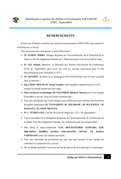 Identification et gestion des dechets en provenance d'une boulangerie