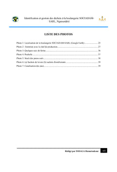 Identification et gestion des dechets en provenance d'une boulangerie