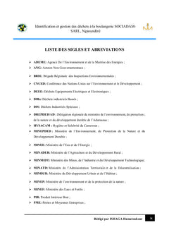 Identification et gestion des dechets en provenance d'une boulangerie