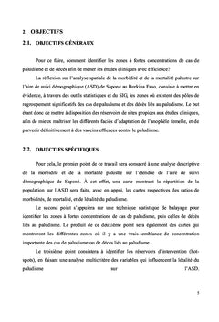 Analyse spatiale de la morbidite et de la mortalite palustre