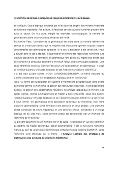 Analyse spatiale des stratégies de distribution des produits SIDWAYA