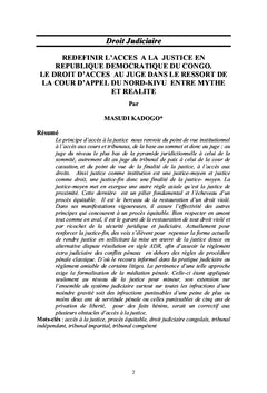 Redéfinir l'accès à la justice en République Démocratique du Congo