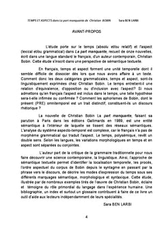 Temps et Aspects dans La part manquante