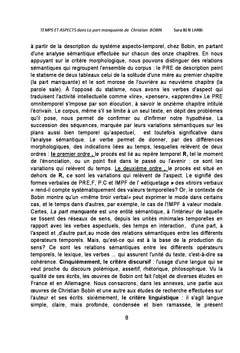 Temps et Aspects dans La part manquante