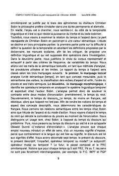 Temps et Aspects dans La part manquante