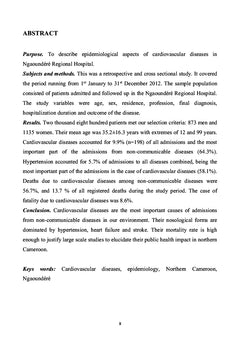 Les maladies cardiovasculaires en milieu hospitalier Nord Camerounais