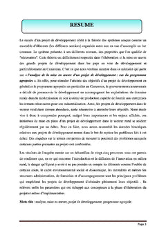 Analyse de la mise en oeuvre du Programme Agropole