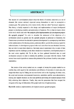 Analyse de la mise en oeuvre du Programme Agropole