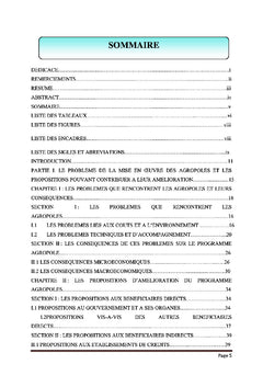 Analyse de la mise en oeuvre du Programme Agropole