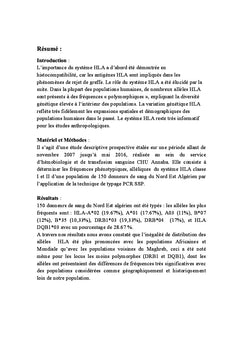 Détermination des fréquences alléliques HLA classe I et II
