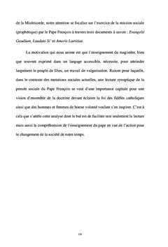 Lecture synoptique de l'enseignement social du Pape François