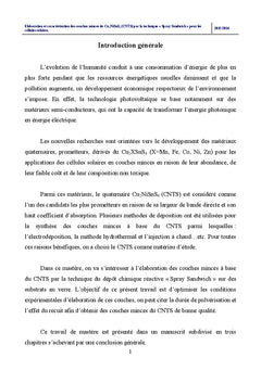 Elaboration et caractérisation des couches minces de CNTS par Spray