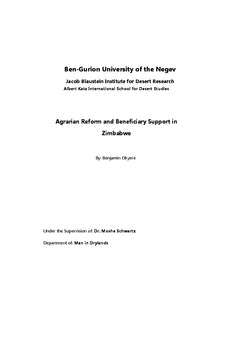Agrarian Reform and Beneficiary Support in Zimbabwe