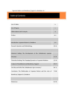 Agrarian Reform and Beneficiary Support in Zimbabwe