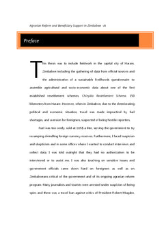 Agrarian Reform and Beneficiary Support in Zimbabwe