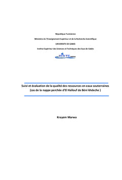 Suivi et évaluation de la qualité des ressources en eau souterraines