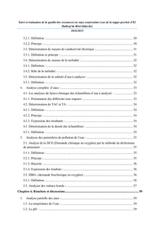 Suivi et évaluation de la qualité des ressources en eau souterraines