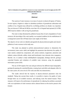 Suivi et évaluation de la qualité des ressources en eau souterraines