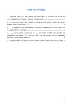 Application des Procedures de Conciliation