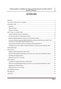 Étude descriptive des risques professionnels dans les métiers du bois