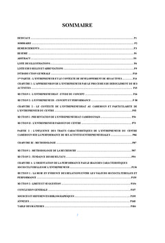 Éléments caractéristiques des entrepreneurs et performance