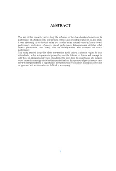 Éléments caractéristiques des entrepreneurs et performance