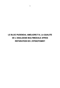 Le bloc pudendal