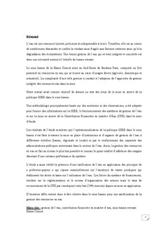 Etat de la mise en oeuvre de la gestion integree des ressources en eau (GIRe)
