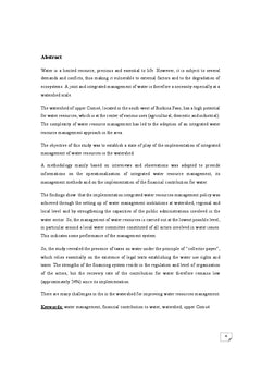 Etat de la mise en oeuvre de la gestion integree des ressources en eau (GIRe)