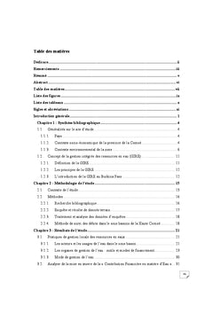 Etat de la mise en oeuvre de la gestion integree des ressources en eau (GIRe)