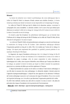 L'influence des inondations anthropiques sur la vallée de l'Oued Abid