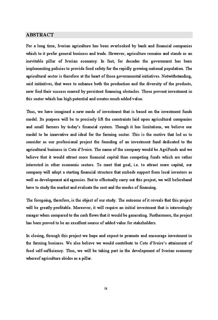 Creation d'un fonds d'investissement