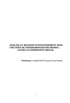 Analyse et Décision d'Investissement