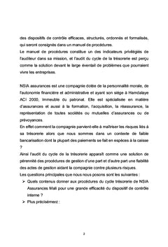 Audit du cycle de trésorerie : cas de NSIA assurances