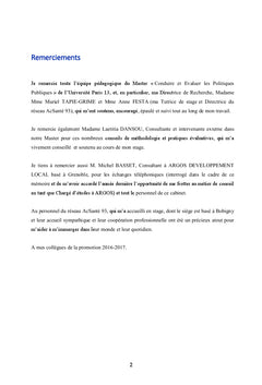 L'évaluation des politiques publiques :