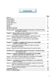 Responsabilite societale de l'entreprise et creation de valeur