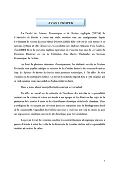 Responsabilite societale de l'entreprise et creation de valeur